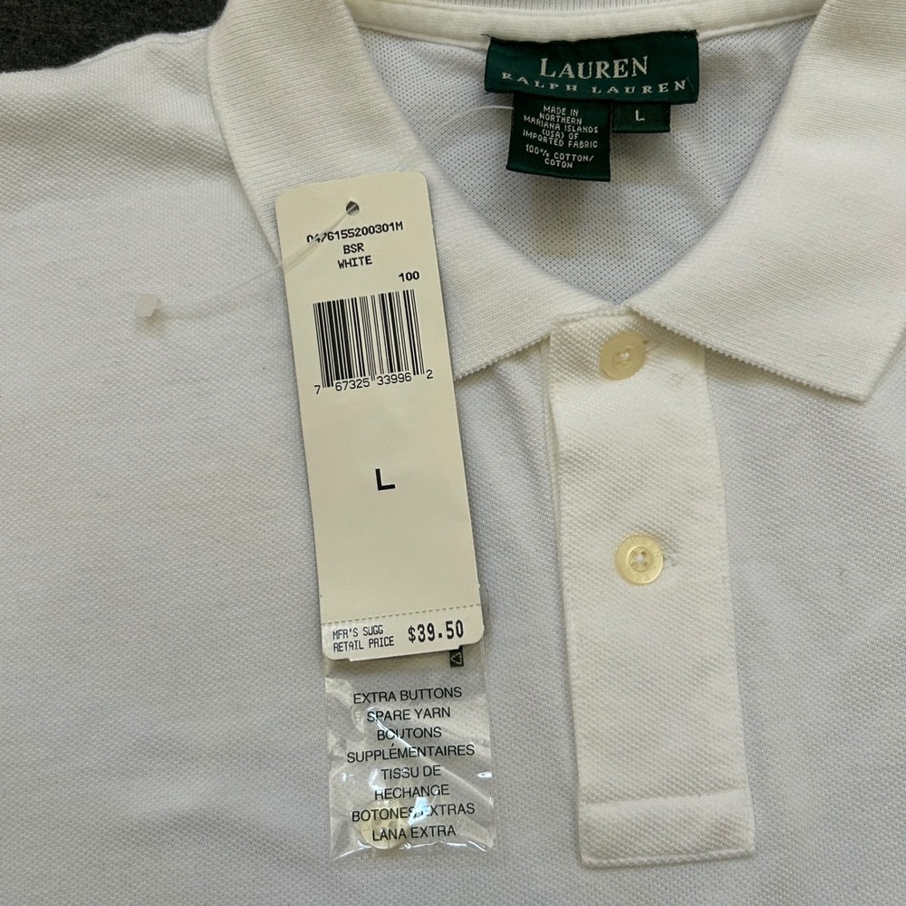 Lauren Ralph Lauren Polo Shirt Women Large White Short Sleeve LRL Logo Pique NWT - Picture 6 of 9